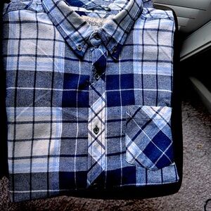 Indigo Men's Navy and White Plaid Casual Shirt